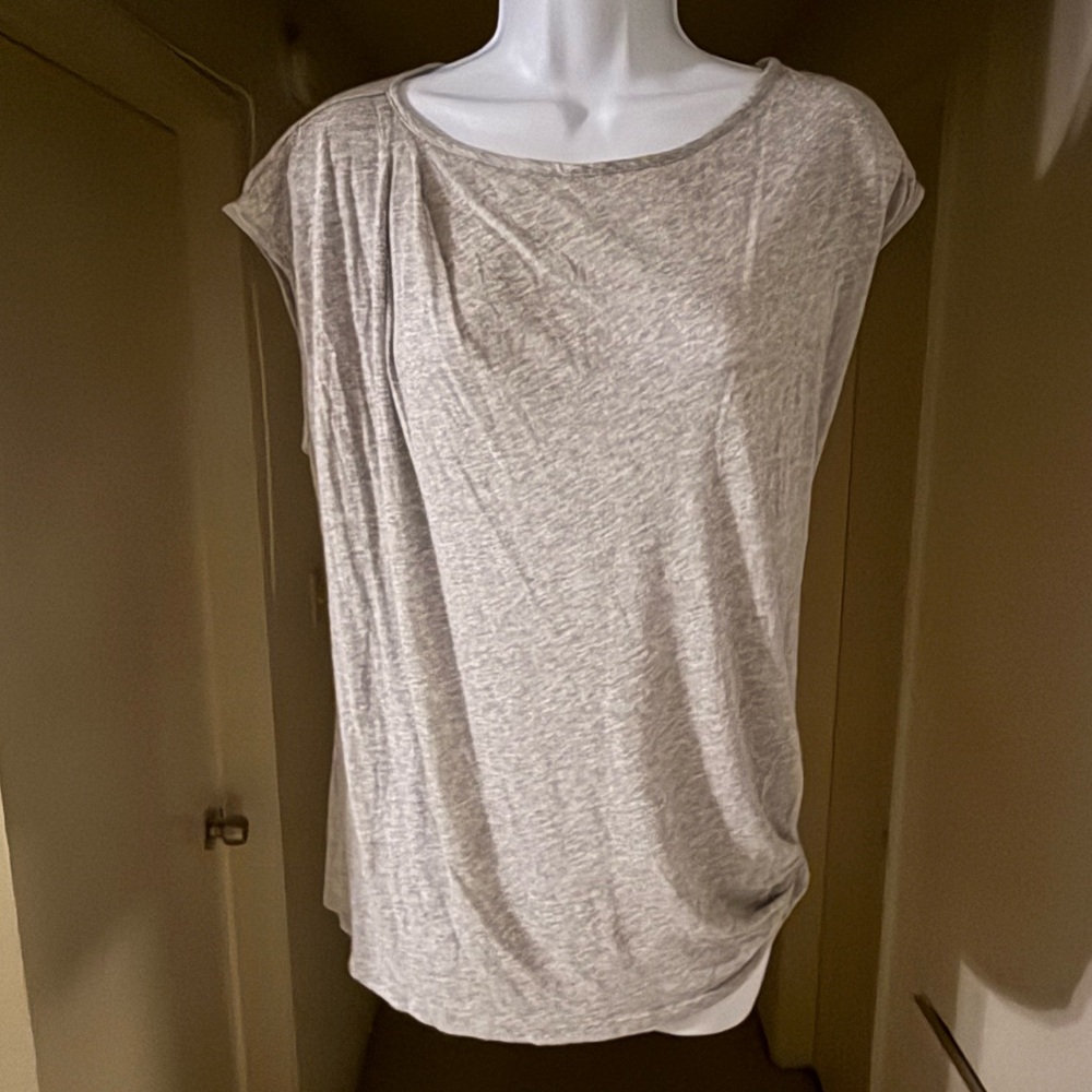 Theory Gray T-shirt with Knot Tie - Size S